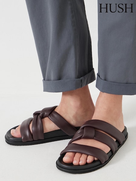 Красный - Hush Leather Twist Footbed Sandals (H11533) | €133