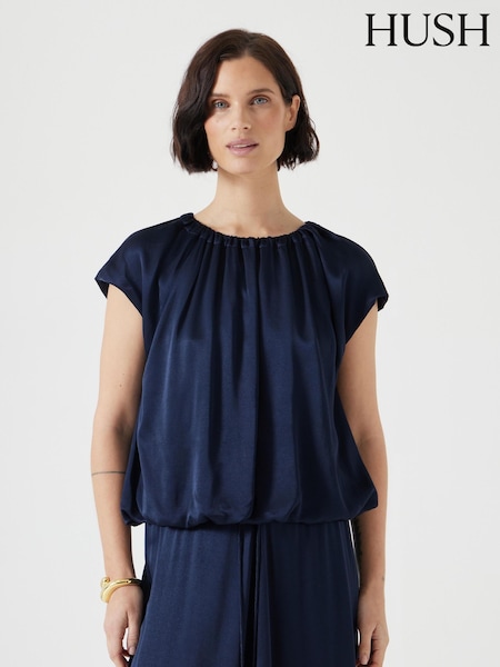 כחול  - Hush Satin Circular Top (H11534) | ‏352‏₪