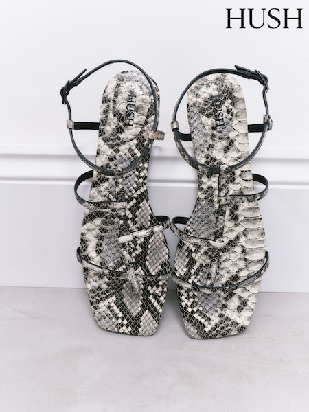 Hush Cream Leather Strappy Low Heel Sandals (H11539) | ₪603