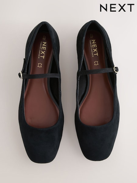 Black Suede Forever Comfort® Leather Square Toe Mary Jane Shoes (H11686) | €41