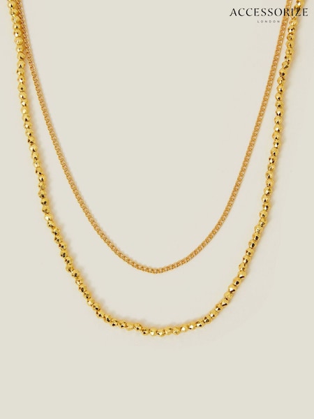 Accessorize 14ct Plated Layered Bead Chain Necklace (H11687) | 164 LEI