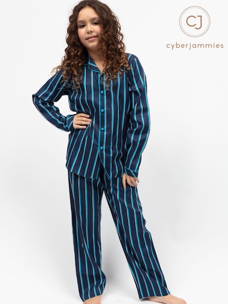 Cyberjammies Blue Minijammies Printed Long Sleeve 100% Cotton Pyjamas Set (H11742) | €32