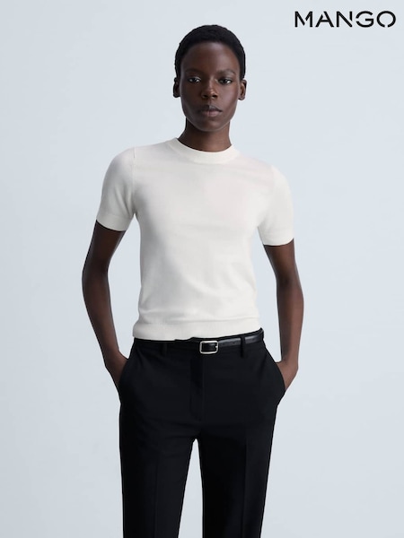 Mango Cream Short Sleeve Fine Knit Jumper (H11754) | €29