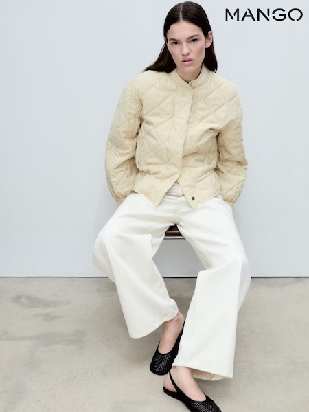 Mango Buttermilk Yellow Quilted Bomber Jacket (H11757) | €102