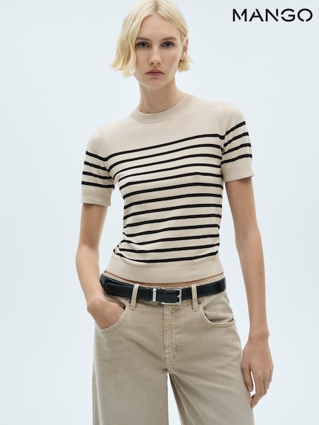 Mango Natural Short Sleeve Fine Knit Jumper (H11763) | €29