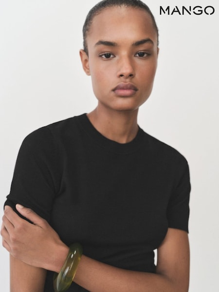 Mango Black Short Sleeve Fine Knit Jumper (H11764) | €29