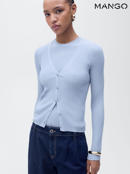 Mango Blue Ribbed Cardigan (H11767) | €45