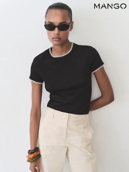 Mango Black Stripe Contrast Trim T-Shirt (H11771) | €29