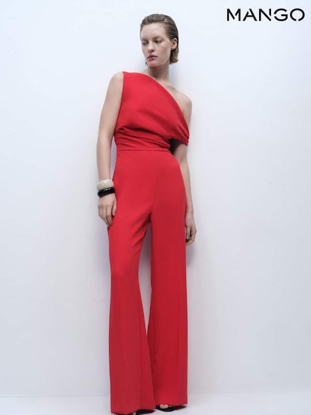 Mango Red Long Asymmetrical Draped Jumpsuit (H11782) | €77
