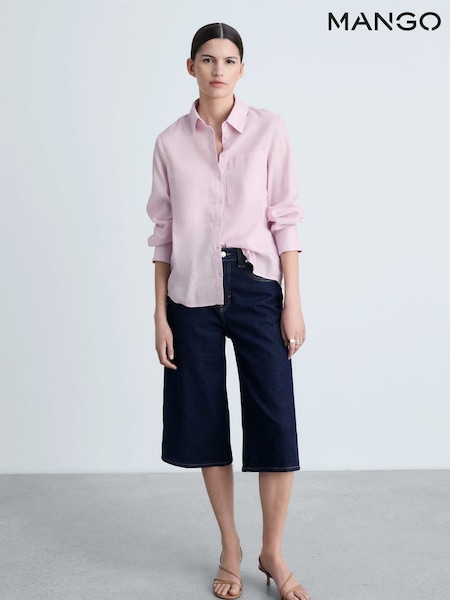 Mango Pink Straight Long Sleeve Linen Shirt (H11786) | €45