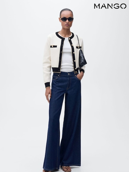 Mango Cream Knitted Cardigan With Jewel Button (H11795) | €77