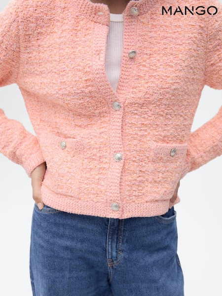 Mango Pink Tweed Jacket With Jewel Buttons (H11797) | €63