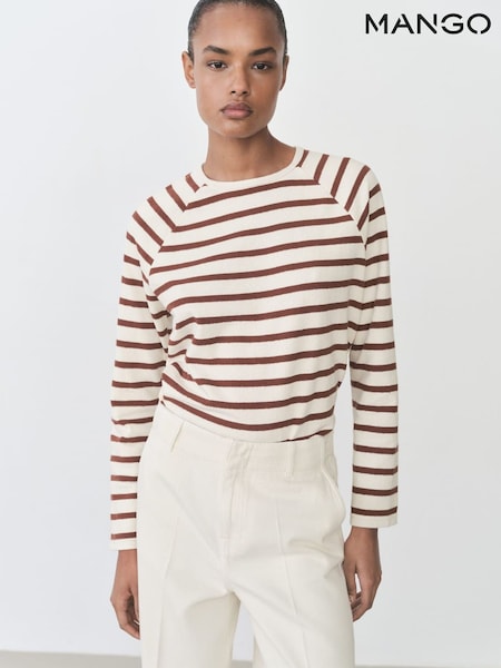 Mango Brown Stripe Stripe Round Neck Long Sleeve Top (H11808) | €37