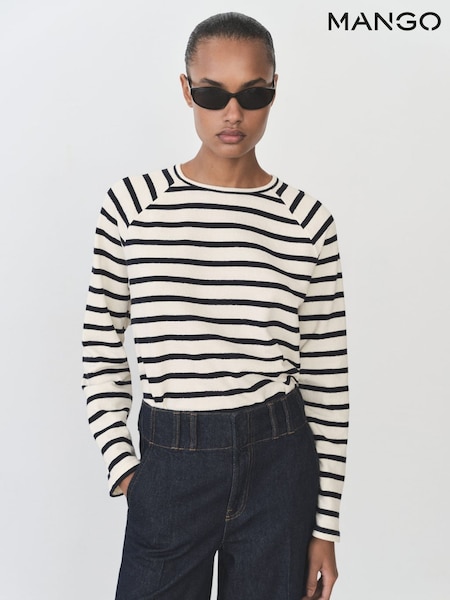Mango Blue Stripe Round Neck Long Sleeve Top (H11810) | €37