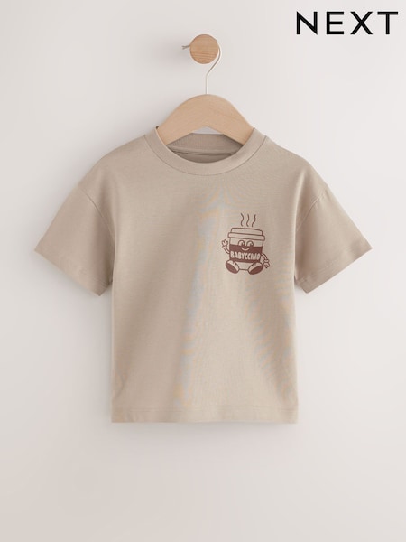 Neutral Babyccino 100% Cotton Short Sleeve Back Print T-Shirt (3mths-7yrs) (H11897) | R$ 60 - R$ 80