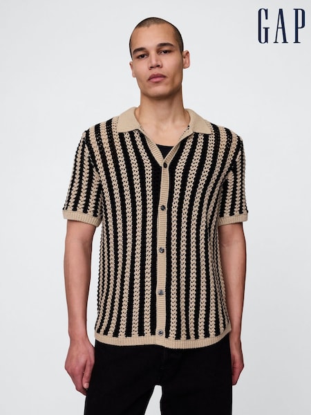 Beige - Gap Mesh Striped Knit -paita (H11961) | €63