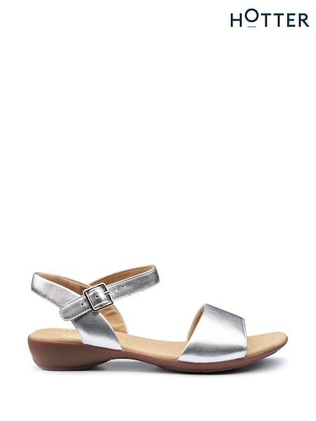 Hotter Silver Wide Fit Tropic Buckle Sandals (H11977) | €106