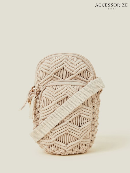 Accessorize Cream Macrame Phone Bag (H11989) | €35