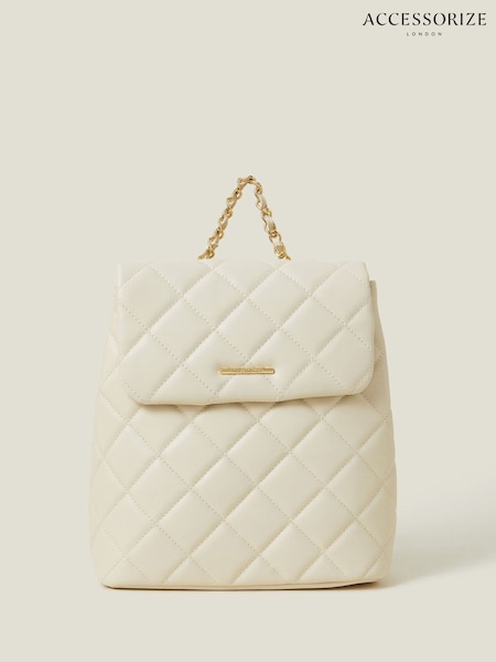 Accessorize Cream Small Quilted Faux Leather Backpack (H11995) | €40