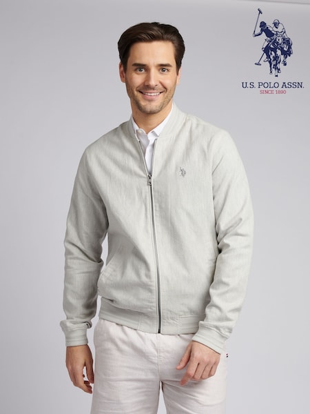 U.S. Polo Assn. Grey Mens Blend Classic Bomber Jacket (H12027) | €166