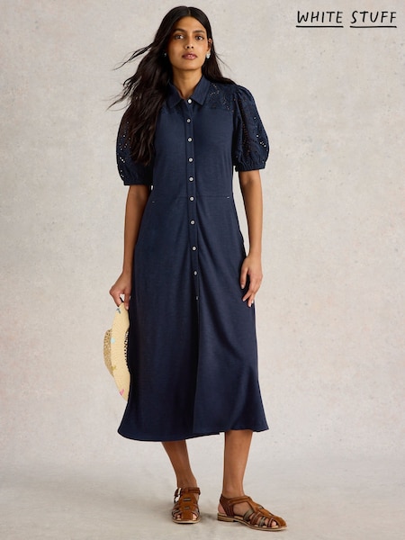 White Stuff Blue Rua Broderie Shirt Dress (H12048) | ₪396