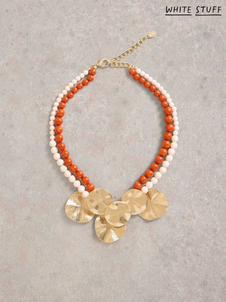 White Stuff Orange Metal Disc & Bead Necklace (H12051) | €42
