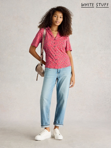 White Stuff Red Annie Short Sleeve 100% Cotton Jersey Shirt (H12058) | 2,343 UAH