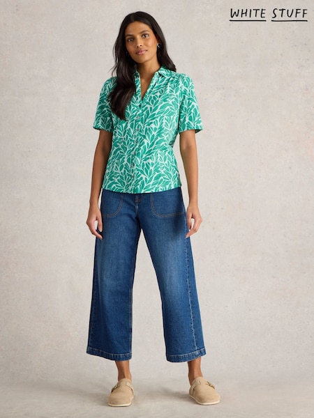 White Stuff Green Annie Short Sleeve 100% Cotton Jersey Shirt (H12065) | 2,343 UAH