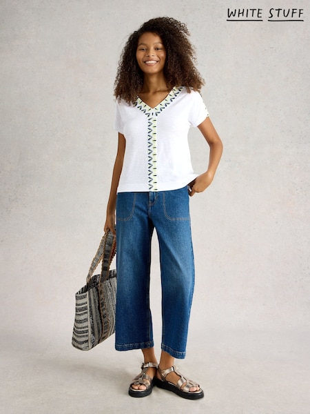 White Stuff White Neva Embroidered Top (H12069) | ₪281