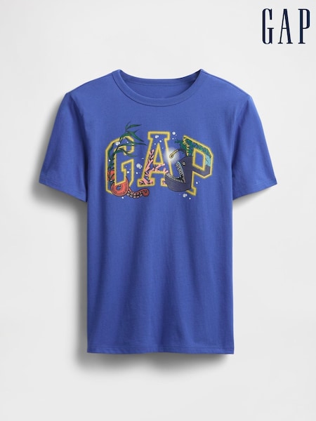 Gap Blue Graphic Short Sleeve Crew Neck T-Shirt (H12104) | €14