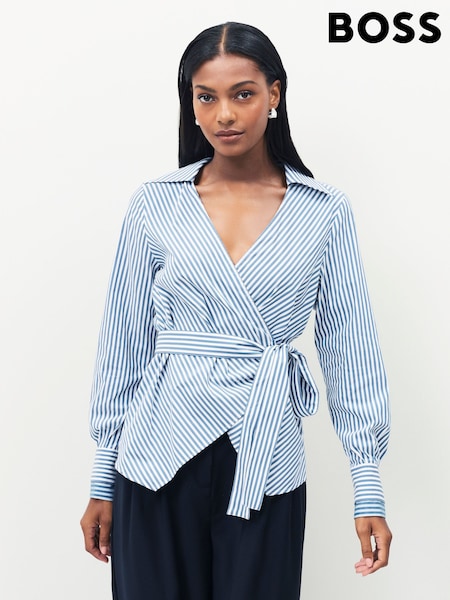 BOSS Blue Bekania Stripe Belted Shirt (H12119) | €264