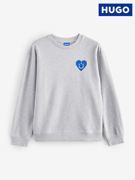HUGO Grey Oversize Heart Back Graphic Print Sweatshirt (H12127) | R$ 980