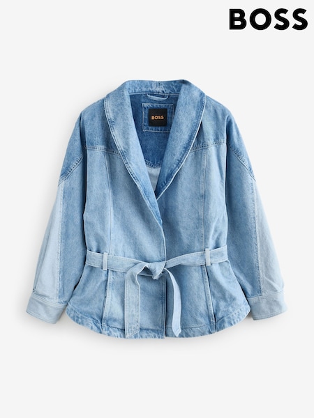 BOSS Blue Oversize Panelled Belted Denim Jacket (H12139) | R$ 2.655