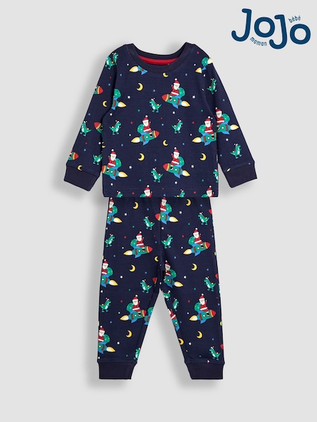 JoJo Maman Bébé Navy Space Christmas Printed Jersey Pyjamas (H12157) | R$ 215