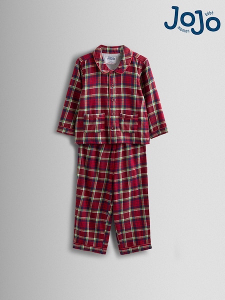 JoJo Maman Bébé Red Check Christmas Printed Jersey Pyjamas (H12167) | R$ 215