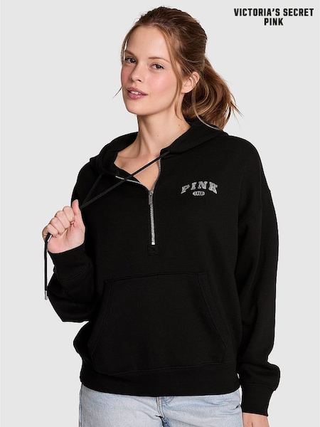 Victoria's Secret PINK Black Half Zip Fleece Hoodie (H12210) | €57
