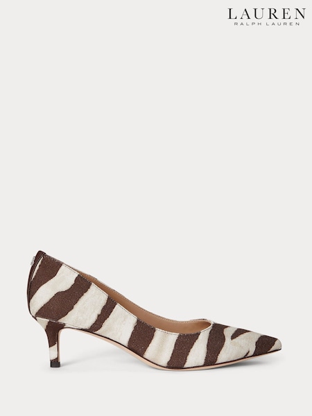 Lauren Ralph Lauren Adrienne Leather Court Brown Heel Shoes (H12315) | €164