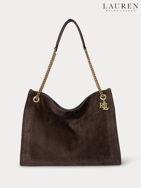 Lauren Ralph Lauren Bradley Suede Slouchy Shopper Brown Bag (H12331) | €562