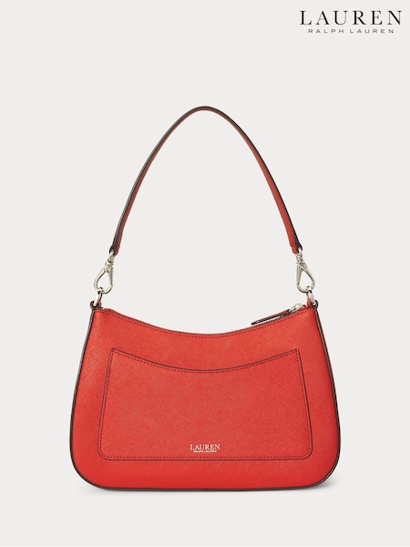 Roșu - Lauren Ralph Lauren Danni Pebbled Leather Shoulder Bag (H12341) | 1,706 LEI