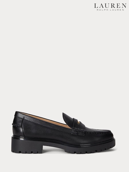 Lauren Ralph Lauren Marli Leather Chunky Black Loafers (H12349) | € 342