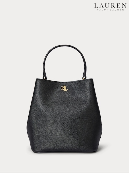 Lauren Ralph Lauren Small Reese Leather Logo Bucket Black Bag (H12350) | € 357
