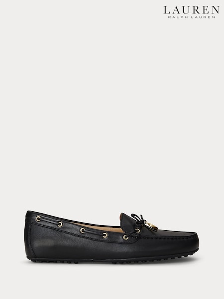 Lauren Ralph Lauren Wylie Leather Boat Black Shoe Loafers (H12351) | € 196