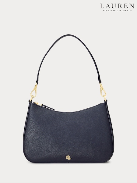 Albastru - Lauren Ralph Lauren Danni Pebbled Leather Shoulder Bag (H12352) | 1,706 LEI