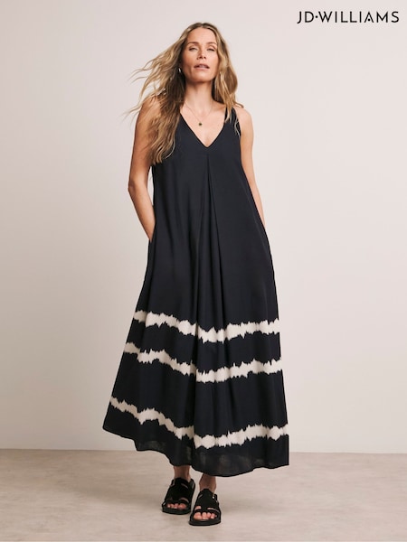JD Williams Black Mix Pleat Front Border Print Dress (H12397) | €89