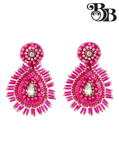 Bibi Bijoux Pink Paisley Beaded Earrings (H12401) | ₪136