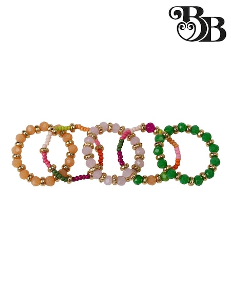 Bibi Bijoux Pink Multicolour Beaded Ring Set (H12408) | €36