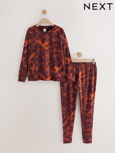 Berry Red Birds - 100% Cotton Long Sleeve Pyjamas (H12434) | € 24