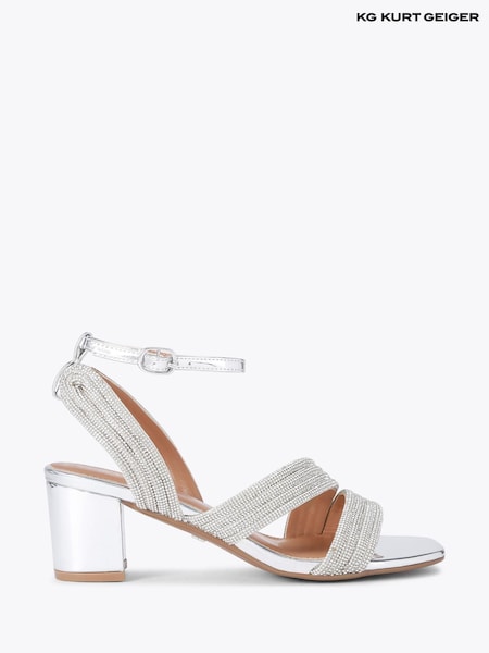 KG Kurt Geiger Silver Astrid Gem Sandals (H12437) | €126