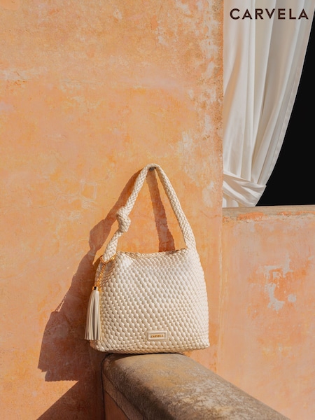 Creme - Carvela Black Verona Weave Shoulder Bag (H12445) | R$ 1.275