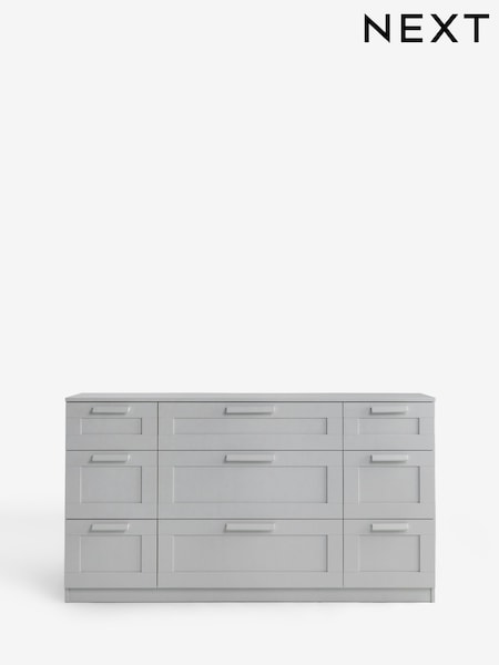 Grey Flynn Paint Effect 9 Drawer Chest of Drawers (H12460) | €610